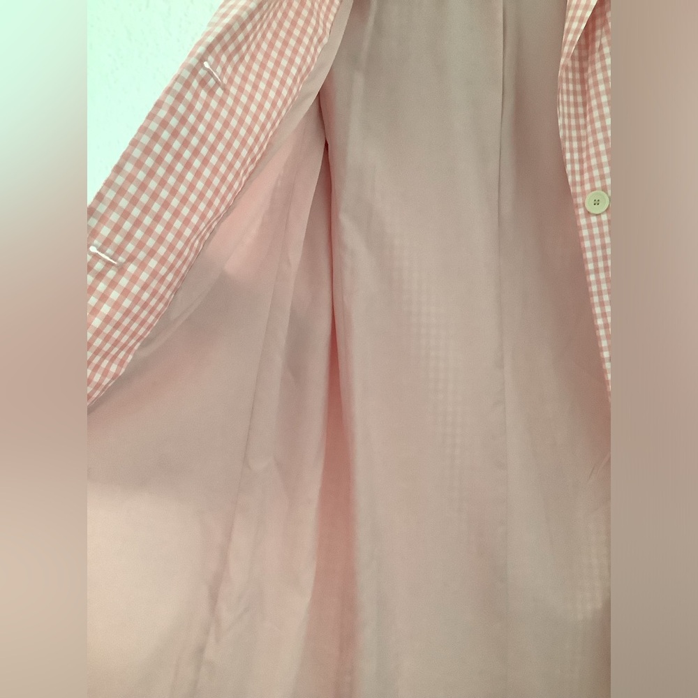 🆕 1.state Chic Pink and whit Gingham light Duster Coat. - Picture 8 of 10